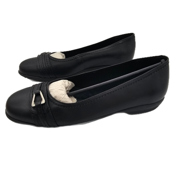 NIB Walking Cradle Flynn Black Leather Slip On Ballet Flats Shoes Size 5 - Picture 2 of 13